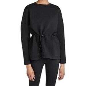 SWEATY BETTY Grace Toggle Waist Crewneck Sweatshirt, Black, Size Medium